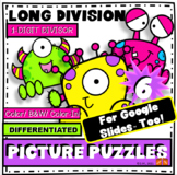 LONG DIVISION MONSTER PICTURE PUZZLES 1-digit divisors ACT