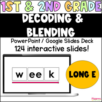 Preview of LONG E Decoding and Blending Reading Slides | 1st 2nd Grade SOR CVCe