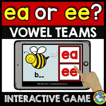 Preview of LONG E VOWEL TEAM EA EE WORD WORK BOOM CARD PHONICS SPELLING CENTER 1ST 2ND GAME