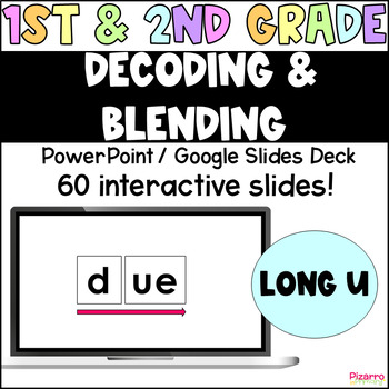 Preview of LONG U Decoding and Blending Reading Slides | 1st 2nd Grade SOR CVCe