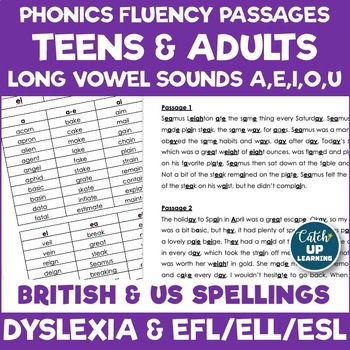 Preview of PHONICS FLUENCY PASSAGES OLDER STUDENTS All Long Vowel Sounds