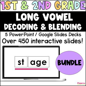 Preview of LONG VOWEL Decoding and Blending Reading Slides BUNDLE | 1st 2nd Grade SOR