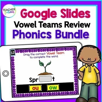 Preview of 1ST & 2ND GRADE Phonics Games Review LONG VOWEL TEAMS Google Slides Bundle