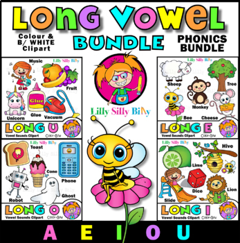 Preview of LONG VOWELS Clipart Bundle {Lilly Silly Billy}