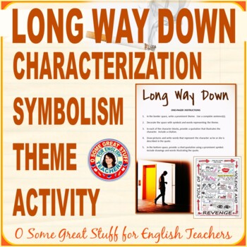 Preview of Long Way Down Creative Characterization Theme and Symbolism One-Pager Activity