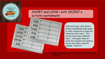 Preview of LONG and SHORT i with SILENT e activity worksheet