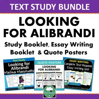 Preview of LOOKING FOR ALIBRANDI Novel Study Essays Posters Secondary English