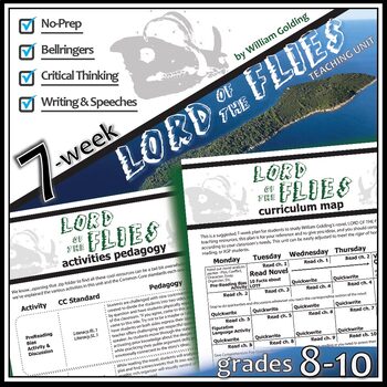 Preview of LORD OF THE FLIES Novel Study Unit Plan Activities - Pre-reading, Characters