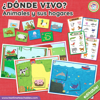 Preview of ANIMALES Y SUS HABITATS | Animal Matching Game in Spanish