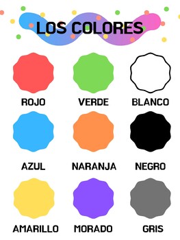 LOS COLORES POSTER (COLORS IN SPANISH) POSTER by DLI Spanish Resources