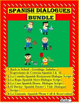 Preview of LOS DIÁLOGOS -SPANISH DIALOGUES BUNDLE-BACK TO SCHOOL-Distance Learning Option