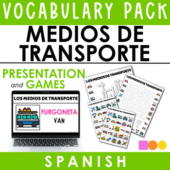 Preview of LOS MEDIOS DE TRANSPORTE Vocabulary Game Pack-Word Search, Crossword & Bingo