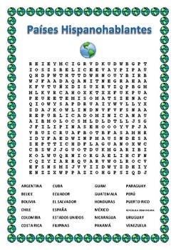 Preview of LOS PAISES-Spanish Speaking Countries- Word Search & Alphacode Challenge