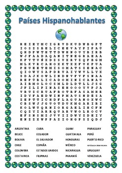 los paises hispanohablantes word search