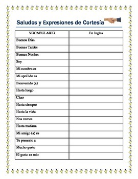 Preview of LOS SALUDOS Y EXPRESIONES DE CORTESIA - Greetings and Courtesy Expressions in Sp
