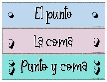 Pósters Signos de puntuación | Punctuation marks in spanish | TPT
