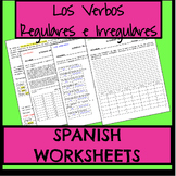 LOS VERBOS REGULARES E IRREGULARES WORKSHEETS