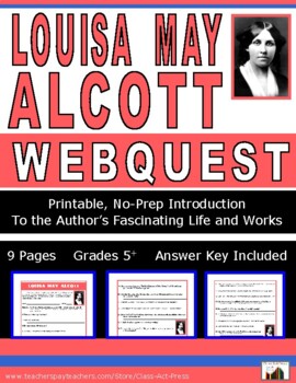 Preview of LOUISA MAY ALCOTT Webquest | Worksheets | Printables