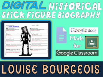 Preview of LOUSE BOURGEOIS Digital Historical Stick Figure Biography (MINI BIOS)