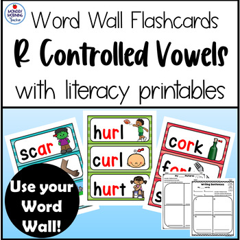 Preview of LOW PREP Centers R-controlled vowel Flashcards Printables for AR UR IR OR ER