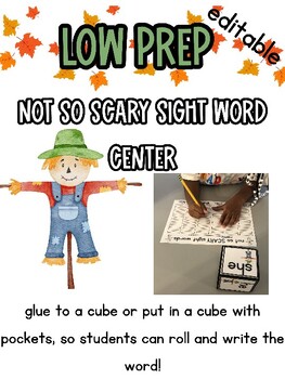 Preview of LOW PREP Not so scary sight words