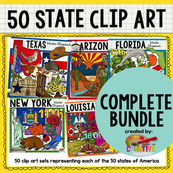 Preview of 50 States Clip Art {COMPLETE BUNDLE}