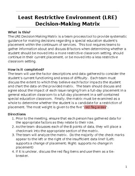 Preview of LRE Decision Making Matrix