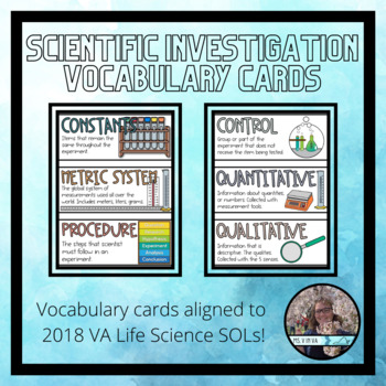Preview of LS.1 Life Science Vocabulary Word Wall Cards - VA SOLs