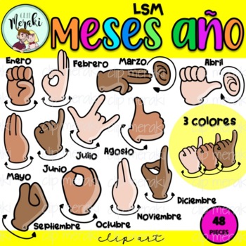 Preview of LSM. Meses del año. Lengua de Señas Mexicana clip art.