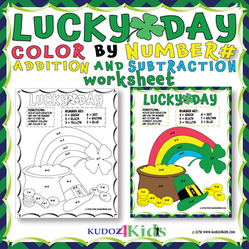 Preview of ➕➖Lucky Day A POT OF GOLD & RAINBOW COLOR BY NUMBER ADDITION AND SUBTRACTION