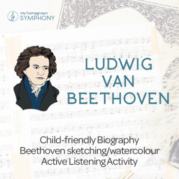 Preview of LUDWIG VAN BEETHOVEN Lesson Plan with Watercolour Painting Activity 