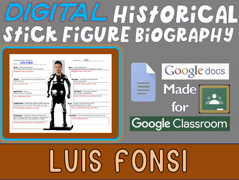 Preview of LUIS FONSI Digital Historical Stick Figure Biographies  (MINI BIO)