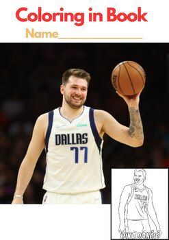 Preview of LUKE DONCIC, NBA, Coloring in Book, PDF Printable Book