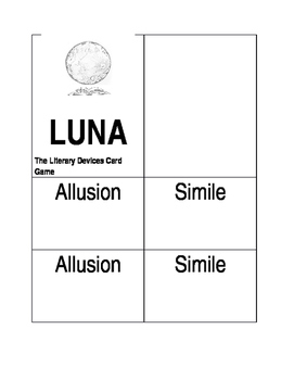 Preview of LUNA Literary Devices and Figurative Language Card Game