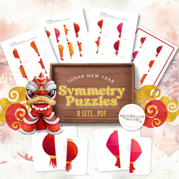 Preview of LUNAR CHINESE NEW YEAR Lanterns Symmetry Puzzles | Montessori Inspired Activity