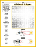 LUNAR & SOLAR ECLIPSES Word Search Puzzle Worksheet Activity