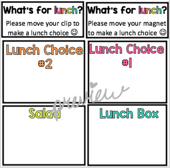 Preview of LUNCH CHOICE CLIP CHART