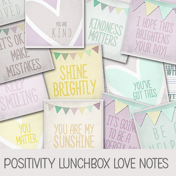 Preview of LUNCHBOX LOVE NOTES, KIDS KINDNESS CARDS, POSITIVE MINDSET PRINTABLES
