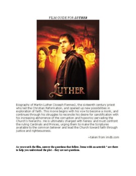 Preview of LUTHER Film Guide with Answer Key