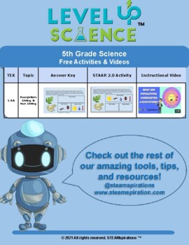 Preview of LVL Up! Science: 5th Grade Ecosystems Living & Non-Living Things FREEBIE!