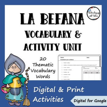 Preview of La Befana Italian Holiday Vocabulary + Activity Unit - Digital, Google, + Print