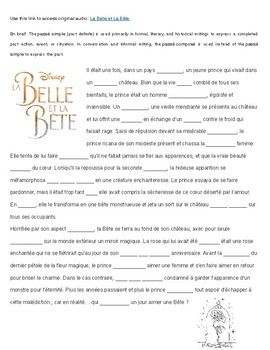 Preview of La Belle et La Bête (clos activity in French)