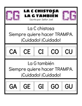 Preview of La C Chistosa (Spanish Immersion Song to Teach How to Read the Tricky C and G!)