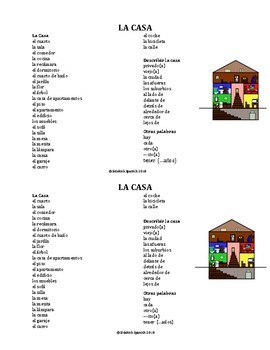 La Casa House Vocabulary in Spanish Practice Worksheets (Así Se Dice  Chapter 2)