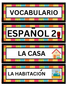 Preview of La Casa Vocabulary Wall for Spanish Class