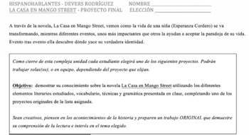 Preview of La Casa en Mango Street Final Project