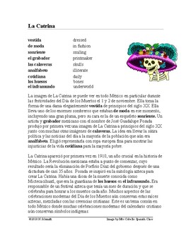 Preview of La Catrina Lectura y Cultura: Spanish Reading on La Catrina / Day of the Dead