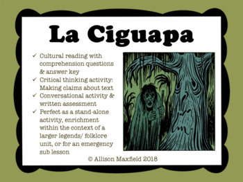 Preview of Cultural Lesson Plan: La Ciguapa Spooky Folklore