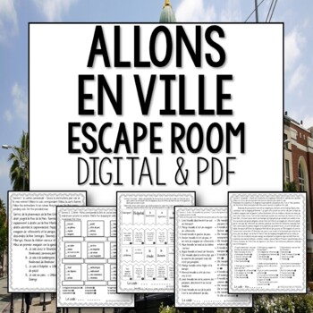 Preview of Allons en Ville French Escape Room for city and places vocabulary