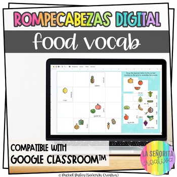 Preview of La Comida Digital Jigsaw Puzzles | Use with Google Apps | Food Vocab